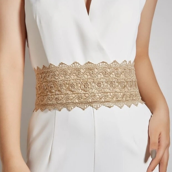 Corset tan boho faux leather Obi Wide Waist Wrap floral lace dress belt new - Picture 4 of 13